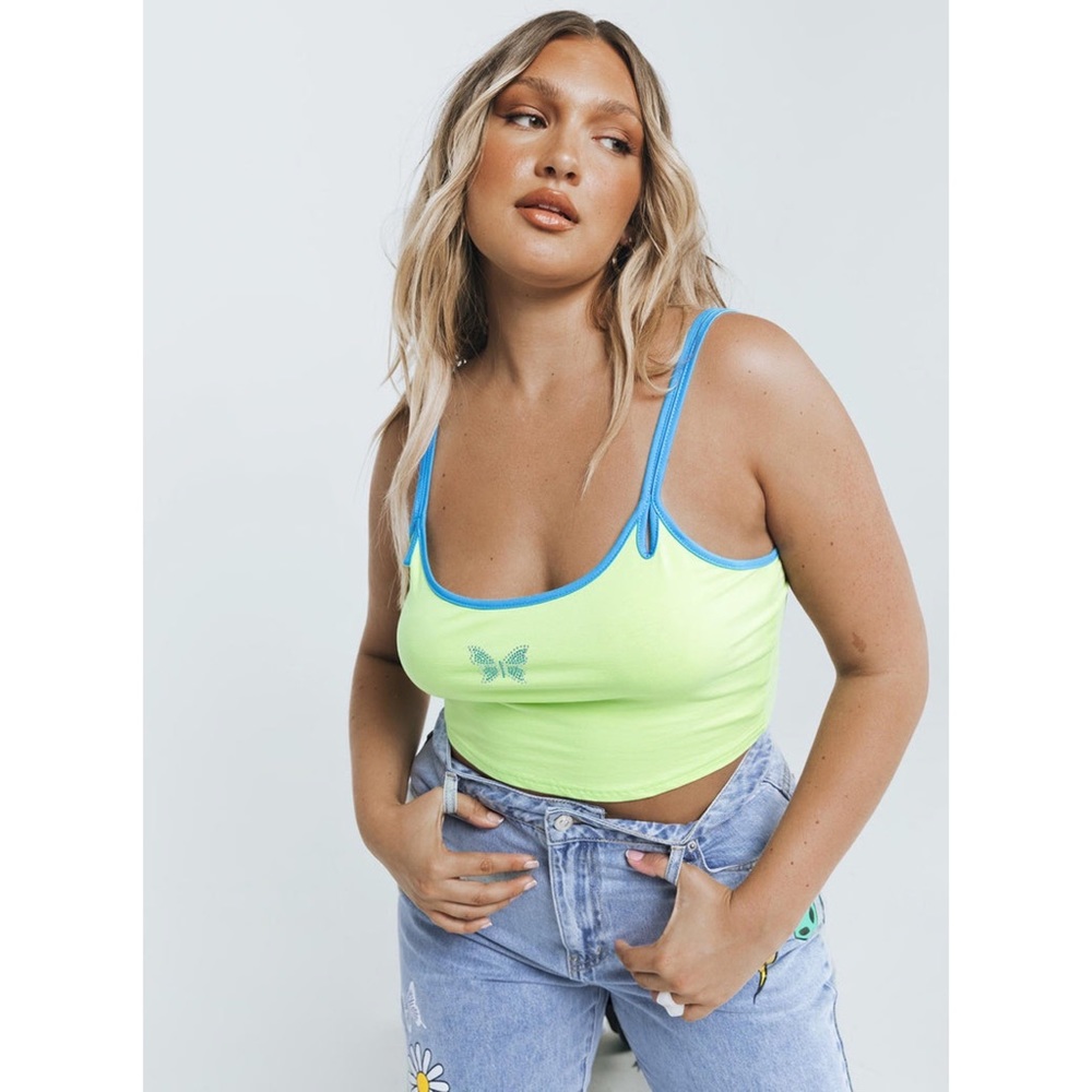 Princess Polly Y2K Dixie Butterfly Top Green 6